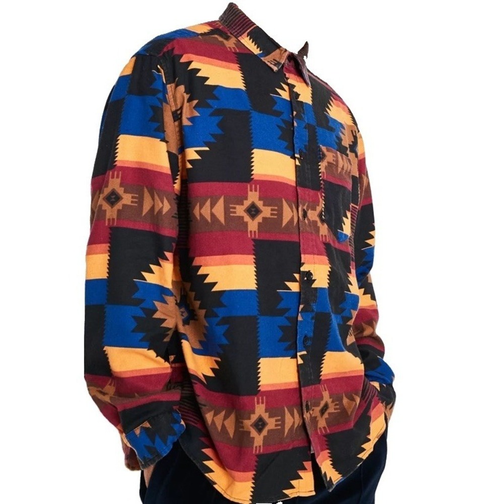 Urban Outfitters Mens Large Flannel Southwest Aztec Shirt Button Up Multicolor